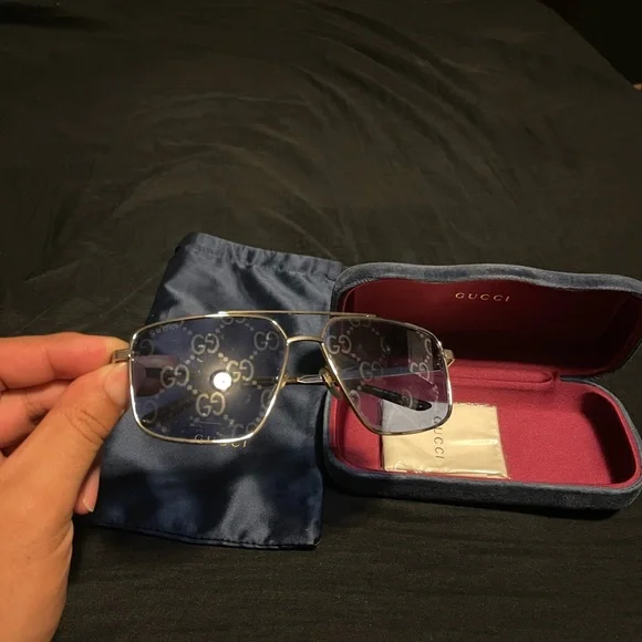 Gucci Sunglasses GG0941S Blue and Silver Sunglasses with GG Logo Lenses - Picture 4 of 6